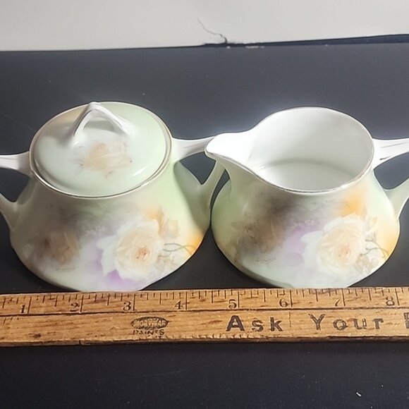 Z S & Co Bavaria Porcelain Sugar Bowl & Creamer Set Signed - Picture 7 of 14